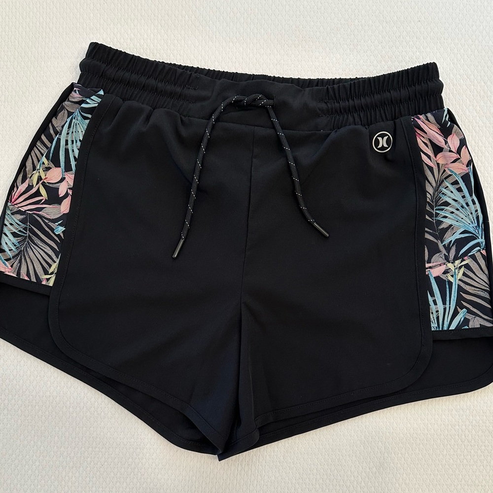 Hurley Women's Black Shorts with Tropical Accents - So pretty!